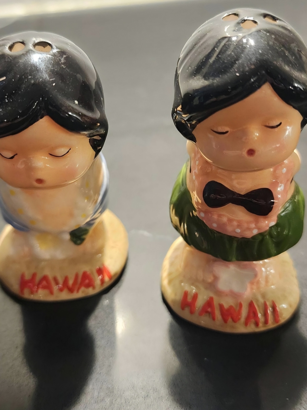 Vintage Hawaiian Hula Girl Salt & Pepper Shakers Set